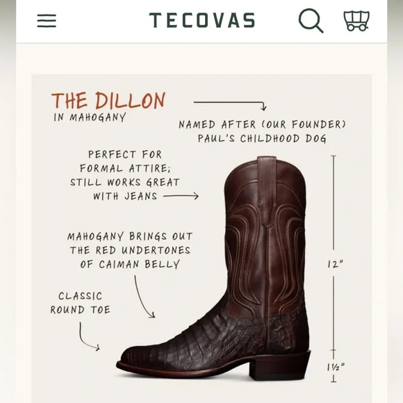 Tecovas Dillon Cowboy Boot - Mahogany Caiman